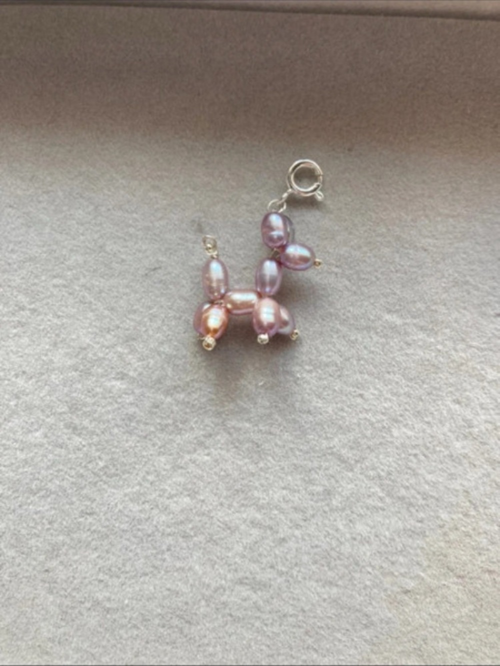 Genuine freshwater pearl Balloon Dog Charm/pendant with Silver Clasp